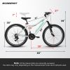 A26208 Ecarpat 26 Inch Mountain Bike, 21-Speed V-Brake, Front Suspension, Carbon Steel Frame Mountain Bike For Teenagers Girls Women Bicycles